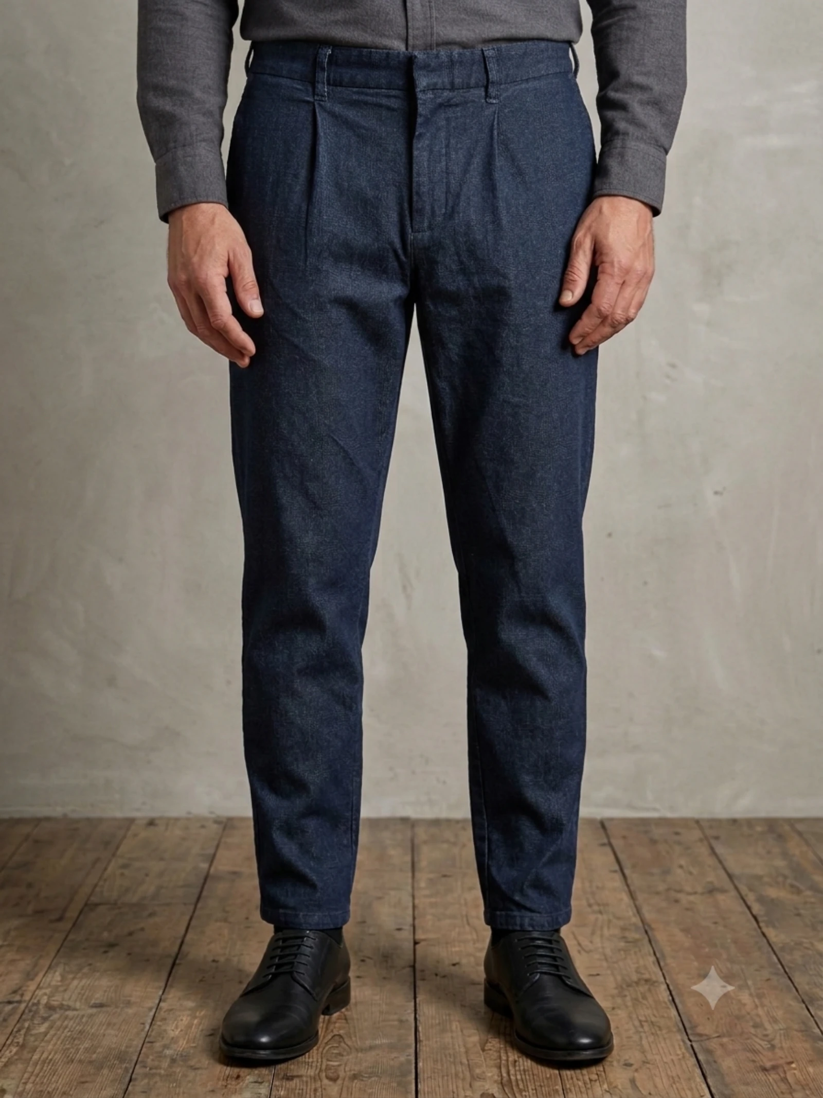 Calça chino estilo denim Devred tamanho 46 azul-marinho com pregas – photo 2